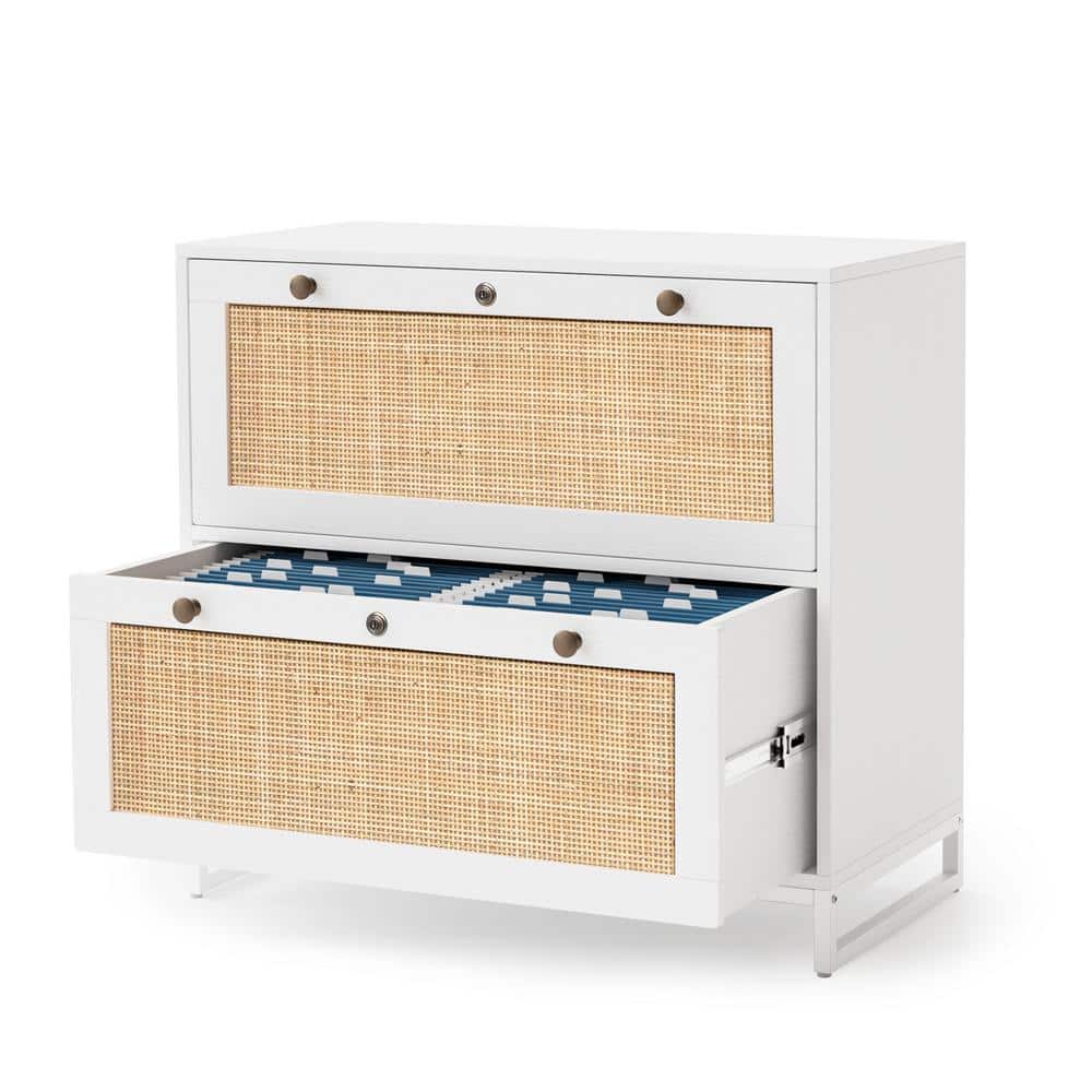 2 Drawers White Engineered Wood 29.53 in. W Lateral File Cabinet
