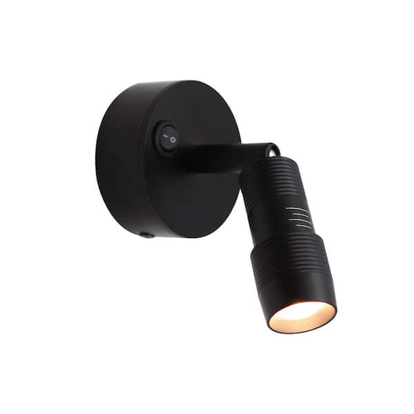 4in. Black Battery Powered LED Spotlight Desk Lamp with Rotatable Light Head