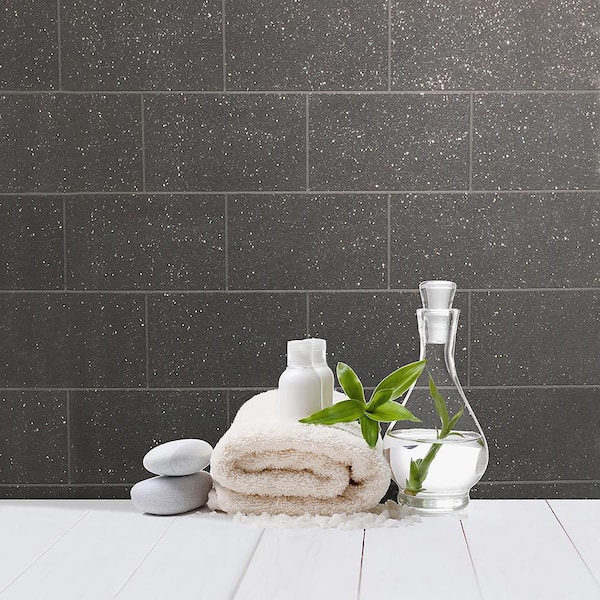 Joan Black Tile Vinyl Peelable Wallpaper (Covers 56.4 sq. ft.)