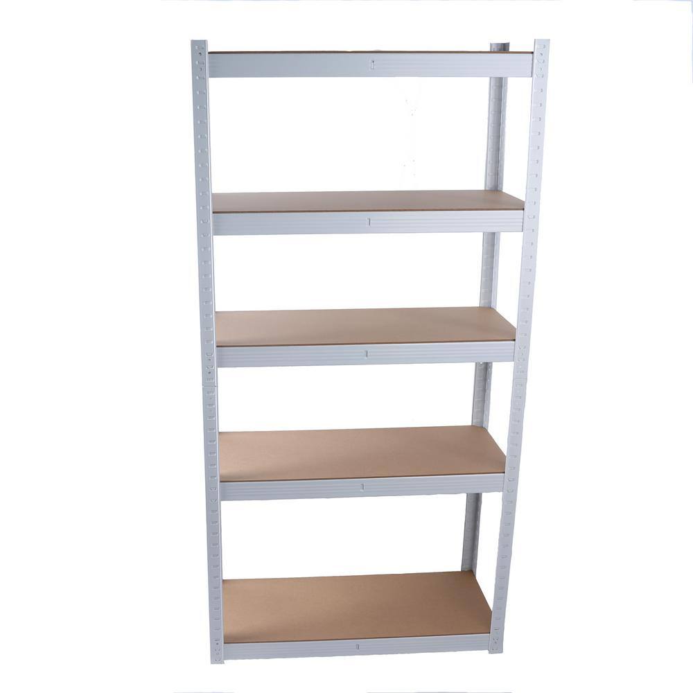 White 5-Shelf Adjustable Metal Pantry Organizer Rack