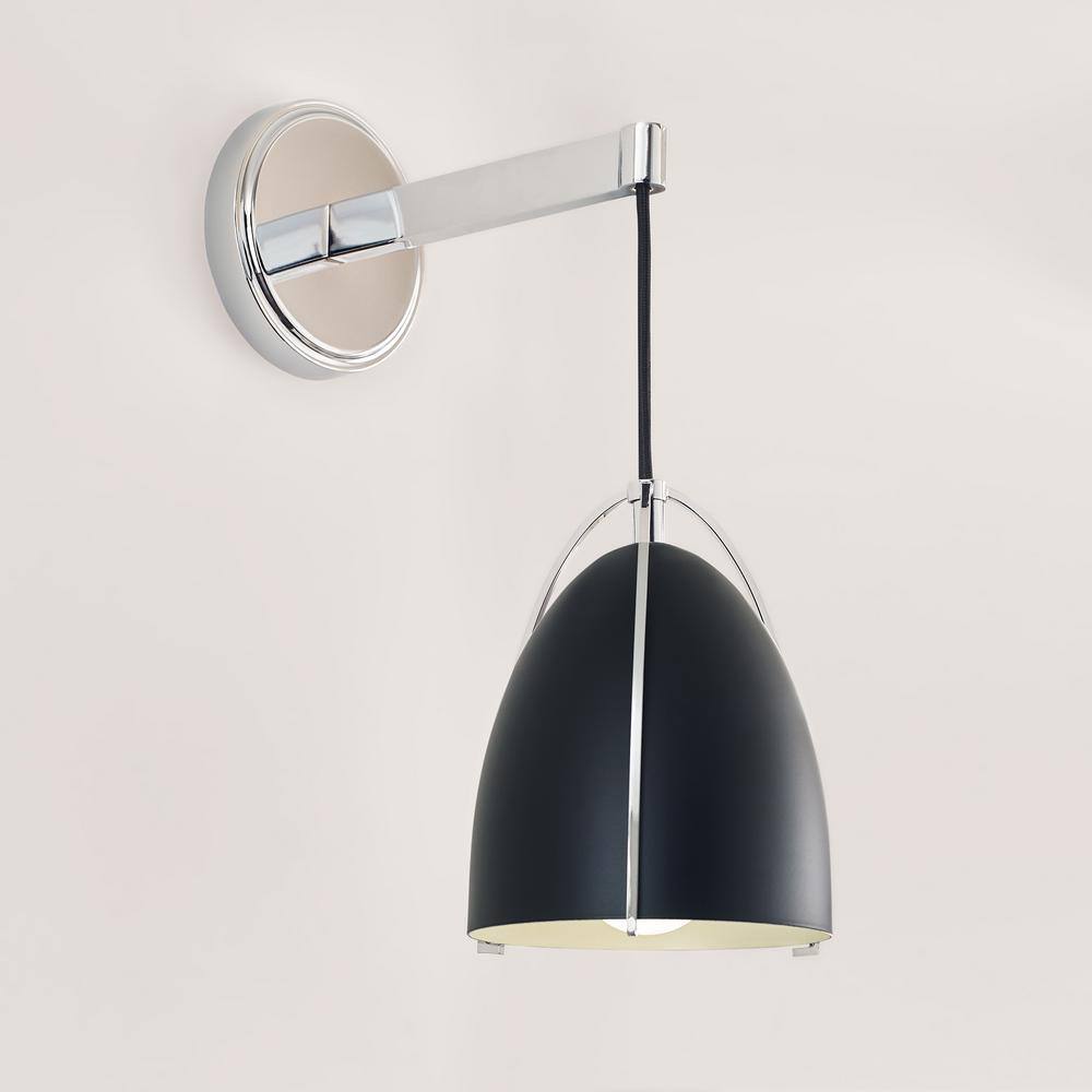 Norman Midnight Black and Chrome 1-Light Outdoor Wall Sconce