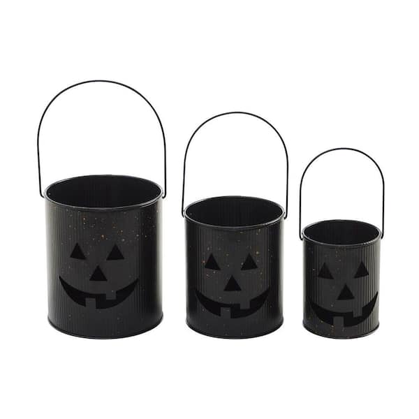 7 in. Orange Jack-O-Lantern Bucket (Set of 3)