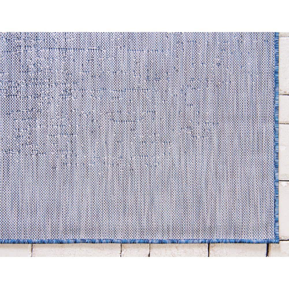 Blue Rectangular Synthetic Easy Care Outdoor Rug