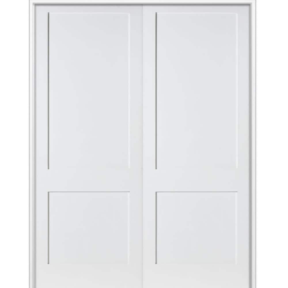 56 in. x 96 in. Craftsman Shaker 2-Panel Both Active MDF Solid Core Primed Wood Double Prehung Interior French Door price history on PriceWatchPro