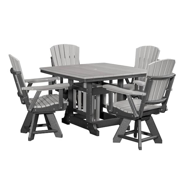 Adirondack Series Black 5 Piece High Density Poly Ethylene Plastic Square Dining Height Outdoor Dining Set
