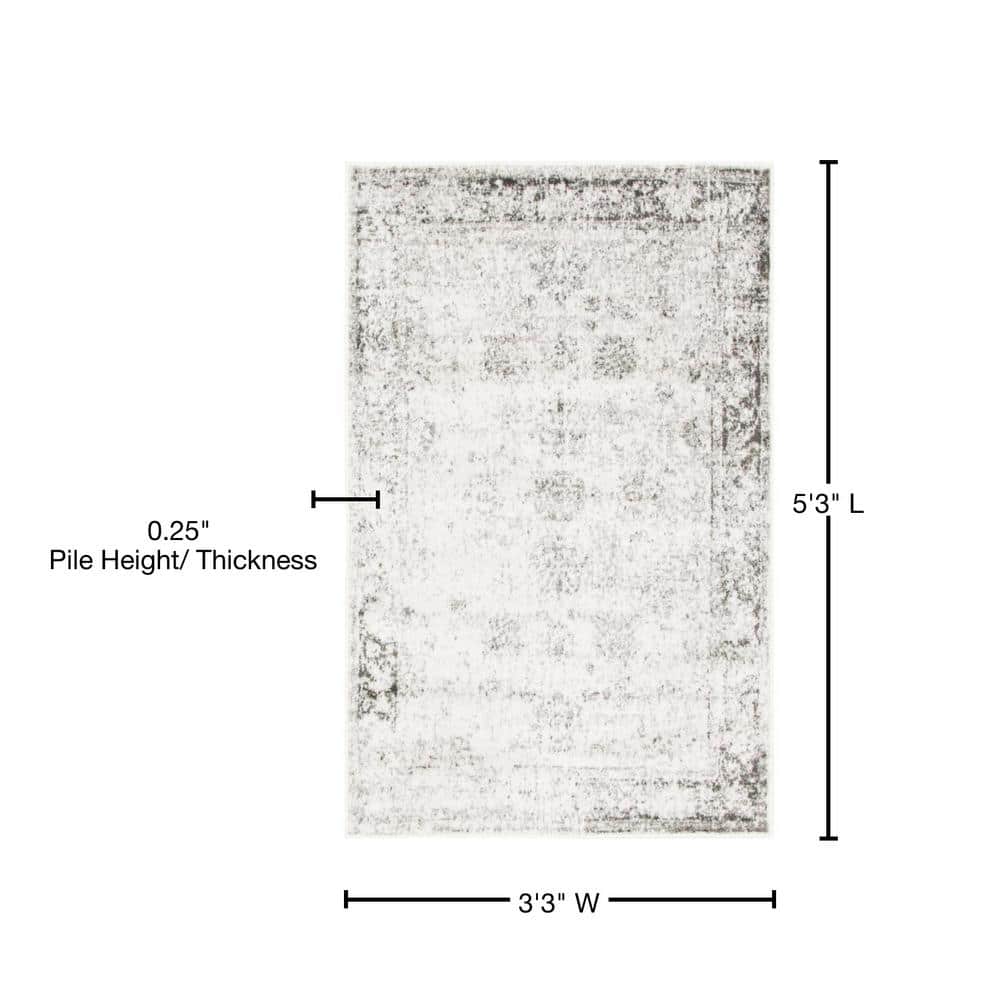 Sofia Casino Gray Synthetic 3' 3" x 5' 3" Indoor Area Rug