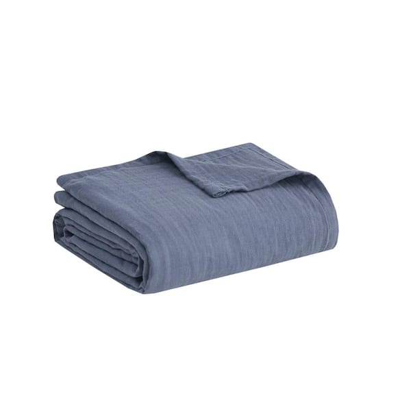 Madison Park Gauze Blue Full/Queen 100% Cotton Lightweight Blanket