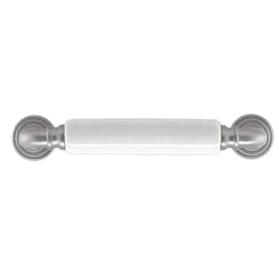 3 in. White Ceramic and Polished Nickel Center-to-Center Pull