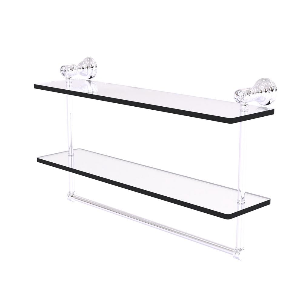 Carolina Crystal 22 in. Double Glass Shelf with Towel Bar in Polished Chrome price history on PriceWatchPro