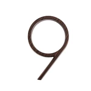 5 in. Wood Grain Zinc Alloy Floating or Flush House Number 9