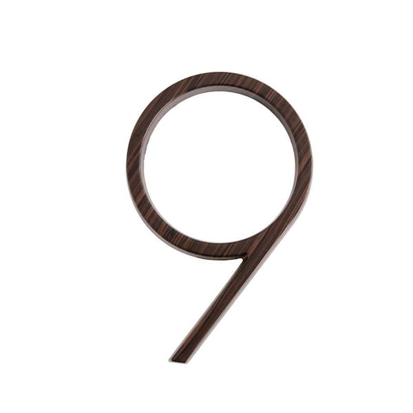 Everbilt 5 in. Wood Grain Zinc Alloy Floating or Flush House Number 9