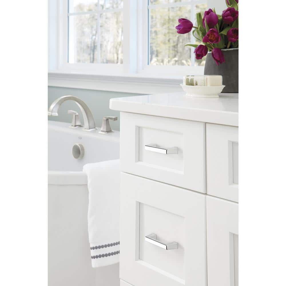 Polished Chrome Modern Cabinet Drawer Pull with Mounting Hardware