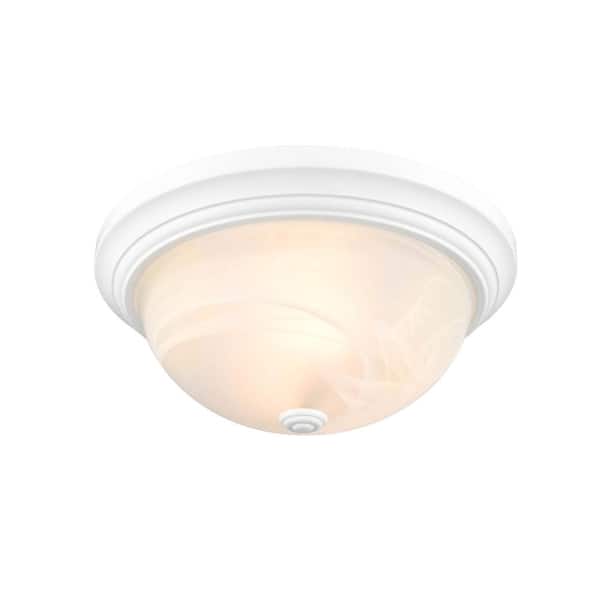 2-Light 13 in. White Hardwired Flushmount (1-Pack)