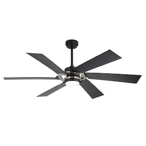 60 in. Smart Indoor Black and Nickel Standard Ceiling Fan with Integrated LED Light