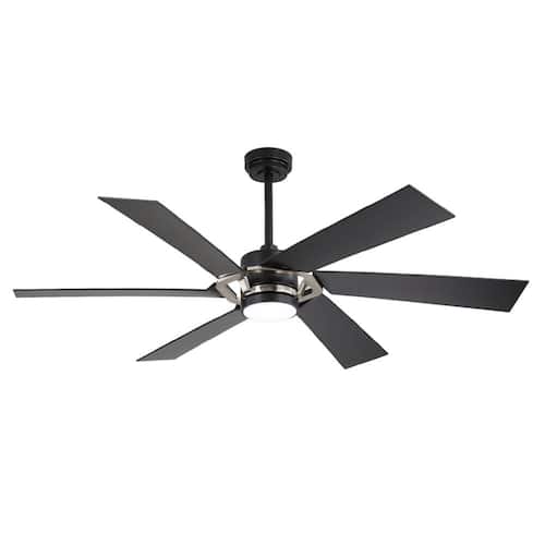 60 in. Smart Indoor Black and Nickel Standard Ceiling Fan with Integrated LED Light Ceiling Fans With Lights