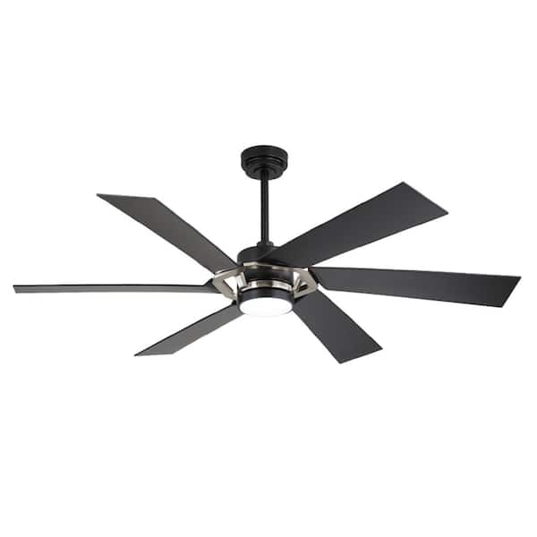 MLiAN 60 in. Smart Indoor Black and Nickel Standard Ceiling Fan with Integrated LED Light