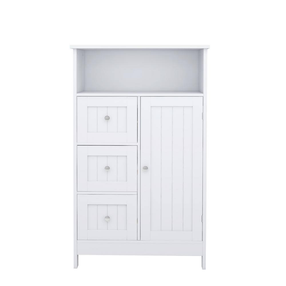 23.62 in. W x 11.81 in. D x 39.37 in. H White Freestanding Linen Cabinet wi