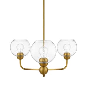 Jill 3-Light Gold Chandelier with Clear Seeded Glass Shade