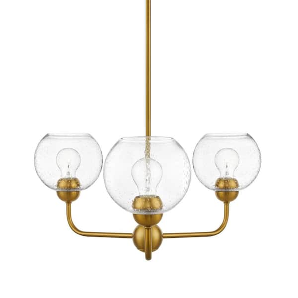 Home Decorators Collection Jill 3-Light Gold Chandelier with Clear Seeded Glass Shade