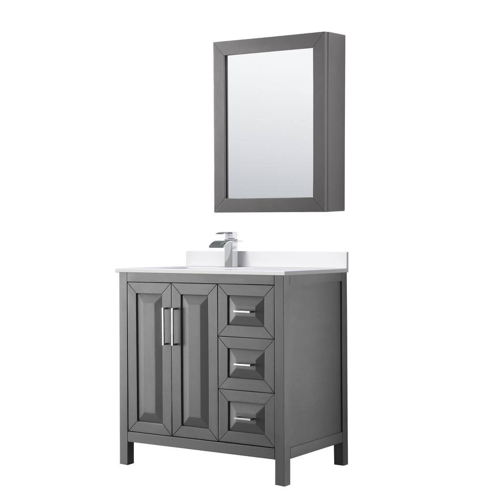 Daria 36 in. W x 22 in. D x 35.75 in. H Single Bath Vanity in Dark Gray with White Cultured Marble Top and MC Mirror price history on PriceWatchPro