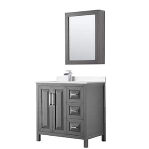 Daria 36 in. W x 22 in. D x 35.75 in. H Single Bath Vanity in Dark Gray with White Cultured Marble Top and MC Mirror