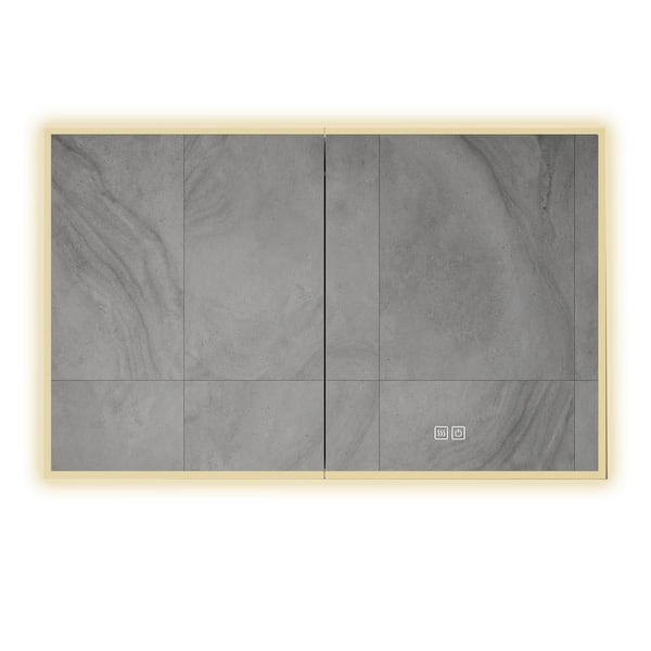 JimsMaison 48 in. W x 30 in. H Large Rectangular Silver Aluminum Surface Mount Medicine Cabinet with Mirror