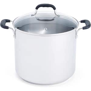 12 qt. Stainless Steel Nonstick Stock Pot Oven Safe Up to 350F Dishwasher Safe with Comfortable Handles and Glass Lid