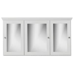 48 in. W x 27 in. H x 6.5 in. D Tri-View Surface-Mount Medicine Cabinet Rectangle/Mirror in Dewy Morning