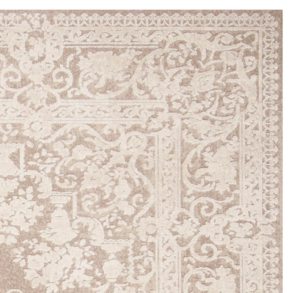 Elegant Floral Essence Hand-Knotted Beige/Cream Square Area Rug