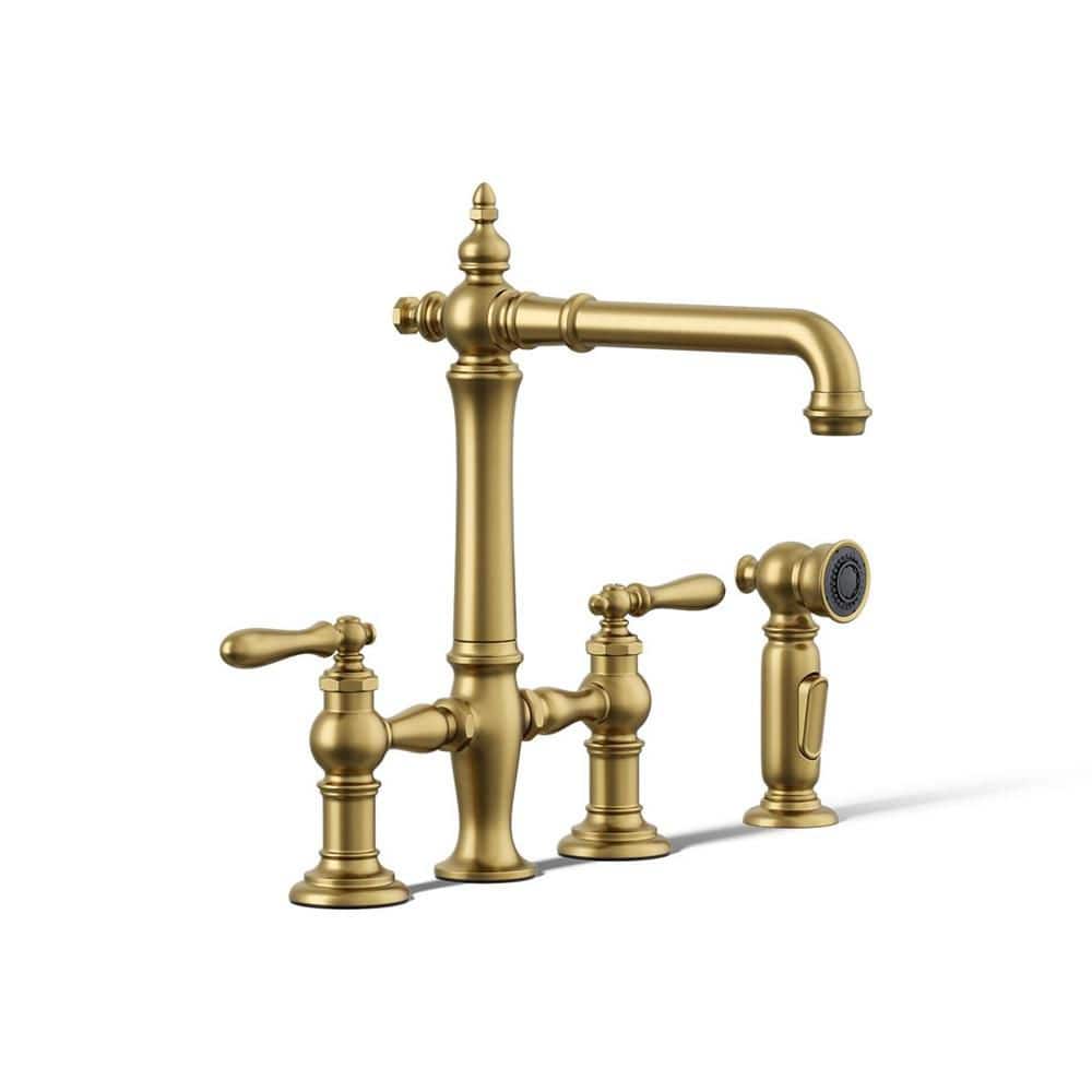 Artifacts 2 Handle Bridge Kitchen Faucet in Vibrant Brushed Moderne Brass price history on PriceWatchPro