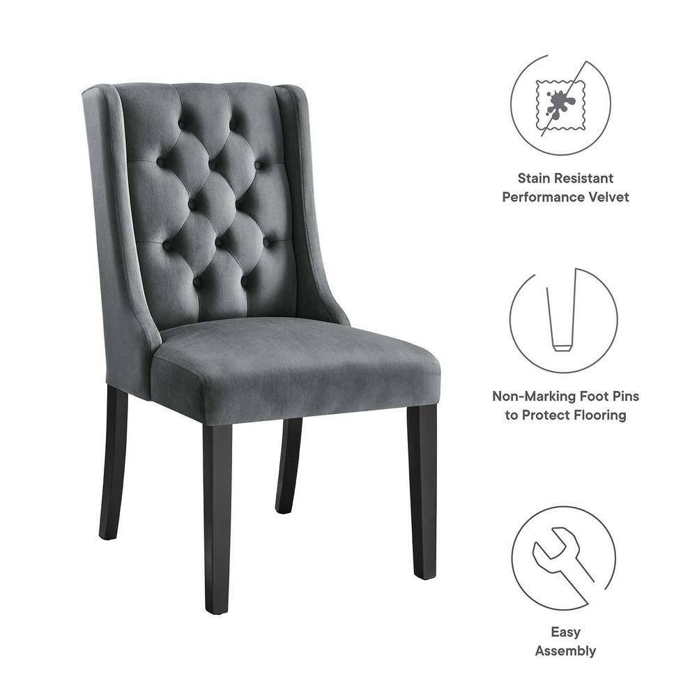 Baronet Gray Velvet Upholstered High Back Side Chair Set