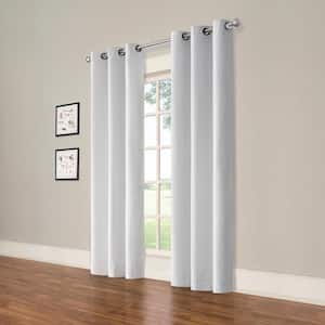 Cohen Thermaback White Textured Solid Polyester 42 in. W x 84 in. L Blackout Single Grommet Top Curtain Panel