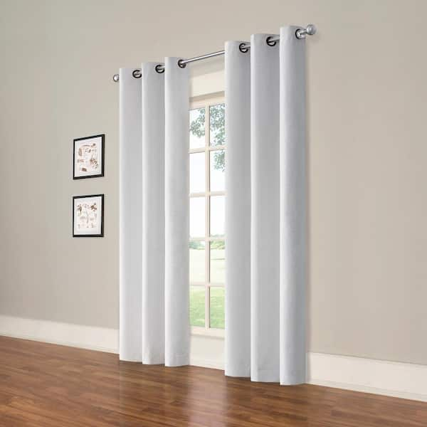 Eclipse Cohen Thermaback White Textured Solid Polyester 42 in. W x 95 in. L Blackout Single Grommet Top Curtain Panel