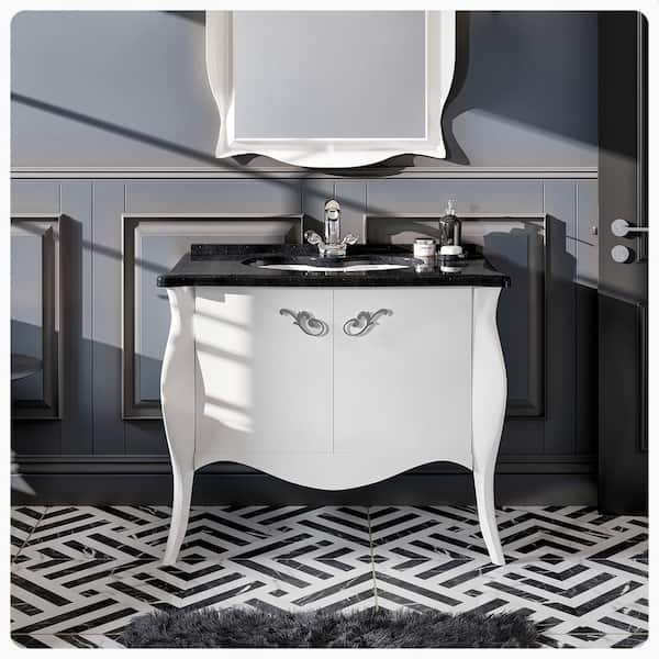 Ritz 34 in. Single Sink White Bath Vanity with Black Granite Top (Assembled)