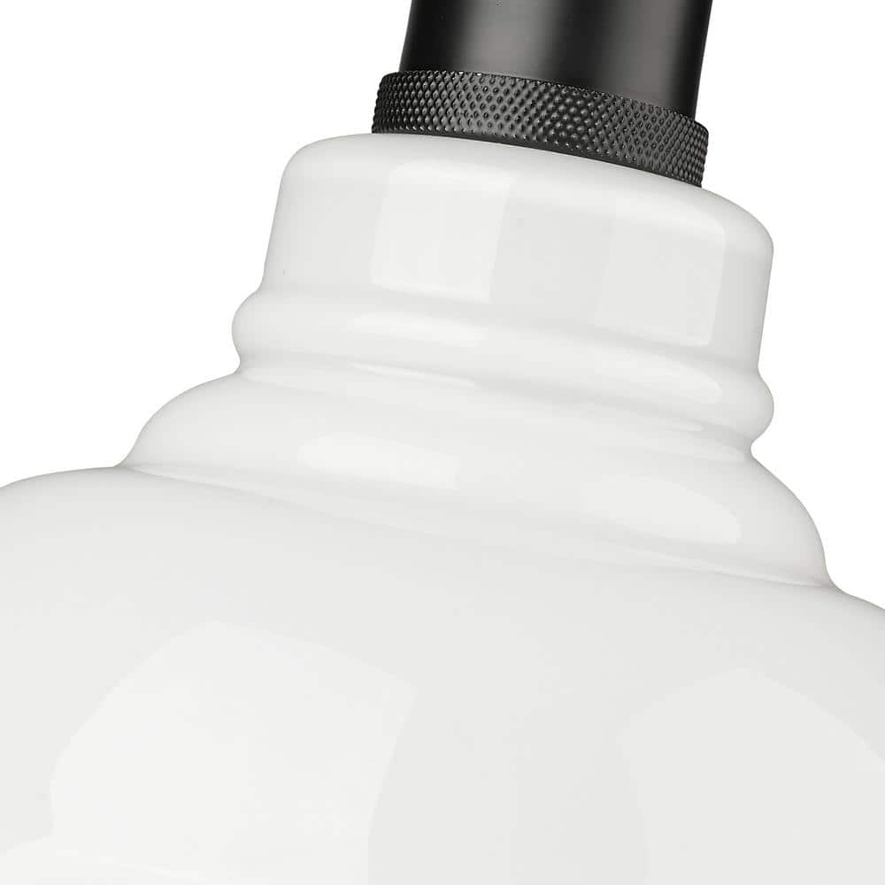 Matte Black Mini Pendant Light with Glass Shade