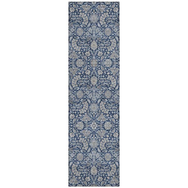 Chantille Machine Washable Indoor/Outdoor Abstract ACN3101 Navy 2 ft. x 7 ft. Runner Rug