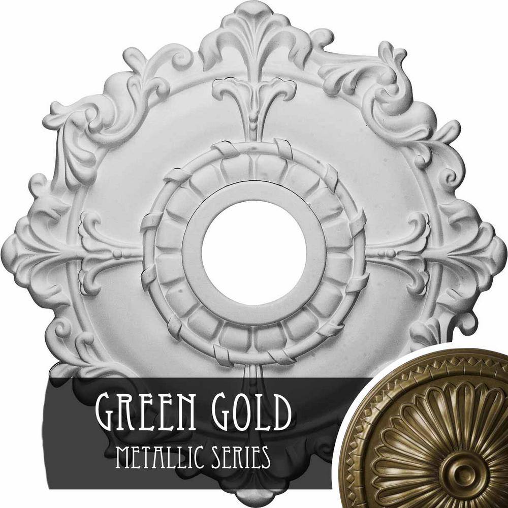 18-inch Green Gold Polyurethane Riley Ceiling Medallion