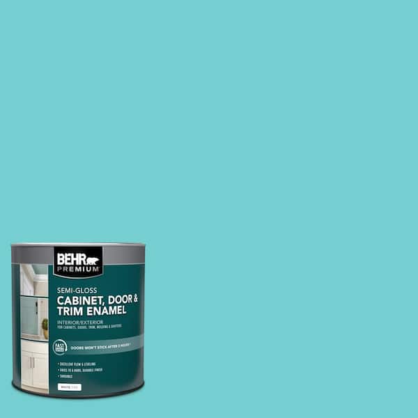 BEHR PREMIUM 1 qt. #P460-3 Soft Turquoise Semi-Gloss Enamel Interior/Exterior Cabinet, Door & Trim Paint