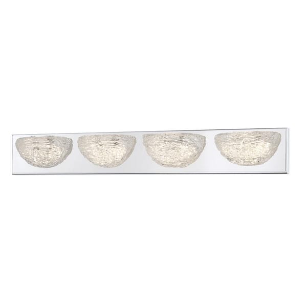 George Kovacs Modern Ice 31.75 in. 4-Light Chrome LED Vanity Light with Clear Artisan Glass Shades