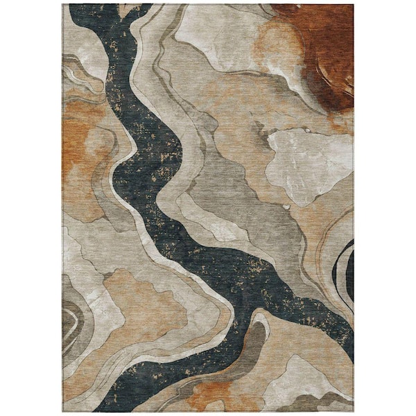 Chantille Machine Washable Indoor/Outdoor Abstract ACN2219 Putty 9 ft. x 12 ft. Area Rug