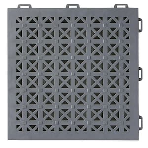 StayLock Perforated Gray 12 in. x 12 in. x 0.56 in. PVC Plastic Interlocking Outdoor Floor Tile (Case of 26)