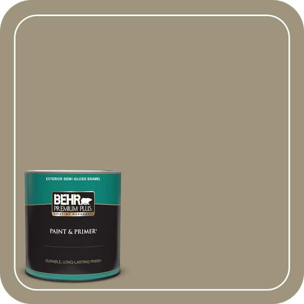 BEHR PREMIUM PLUS 1 qt. #760D-5 Shortgrass Prairie Semi-Gloss Enamel Exterior Paint & Primer