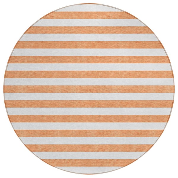 Chantille ACN528 Salmon 8 ft. x 8 ft. Round Machine Washable Indoor/Outdoor Geometric Area Rug