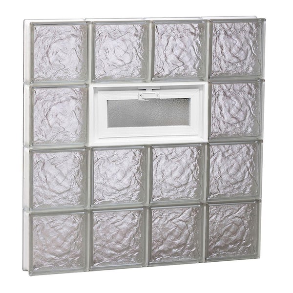 Clearly Secure 31 in. x 31 in. x 3.125 in. Frameless Ice Pattern Vented Glass Block Window