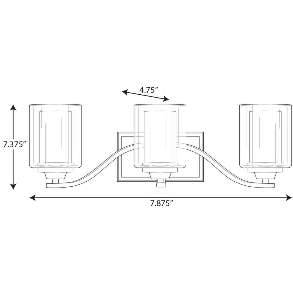 Graphite 3-Light Wall Bracket with Etched Glass Shades