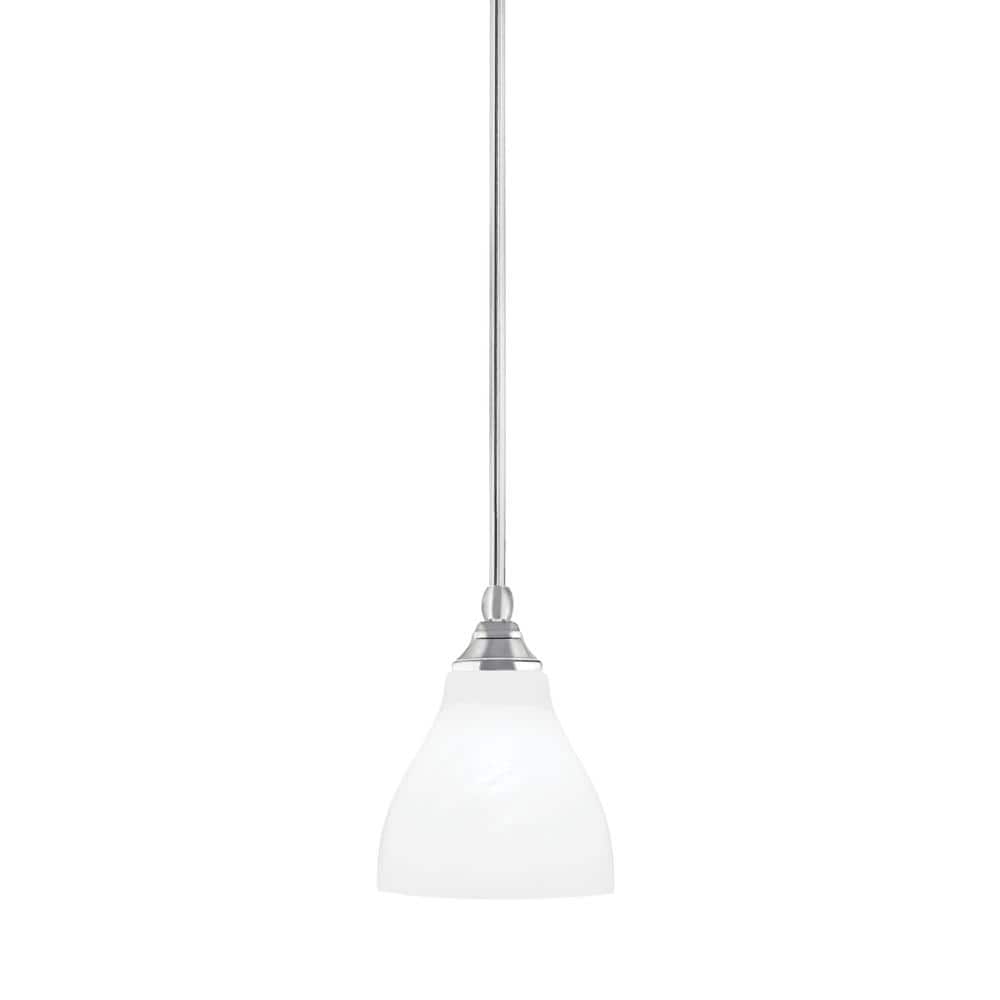 Sparta 100-Watt 1-Light Chrome Shaded Pendant Light Mini Pendant with White