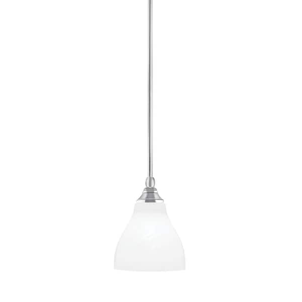 Unbranded Sparta 100-Watt 1-Light Chrome Shaded Pendant Light Mini Pendant with White Marble Glass and No Bulb Included