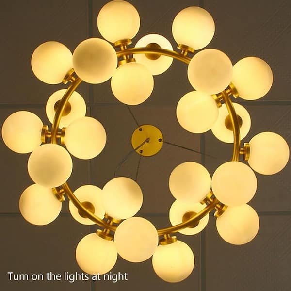 OUKANING 25-Light Gold Modern Creative Bubble Glass Ball