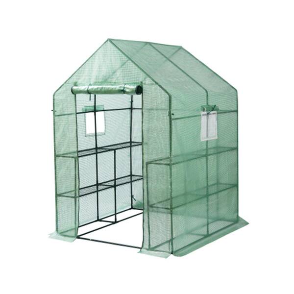 Misopily 56 in W x 56 in. D x 76 in. H Outdoor Mini Walk-in Portable Gardening Greenhouse with 2 Tier and 8 Shelves, Green