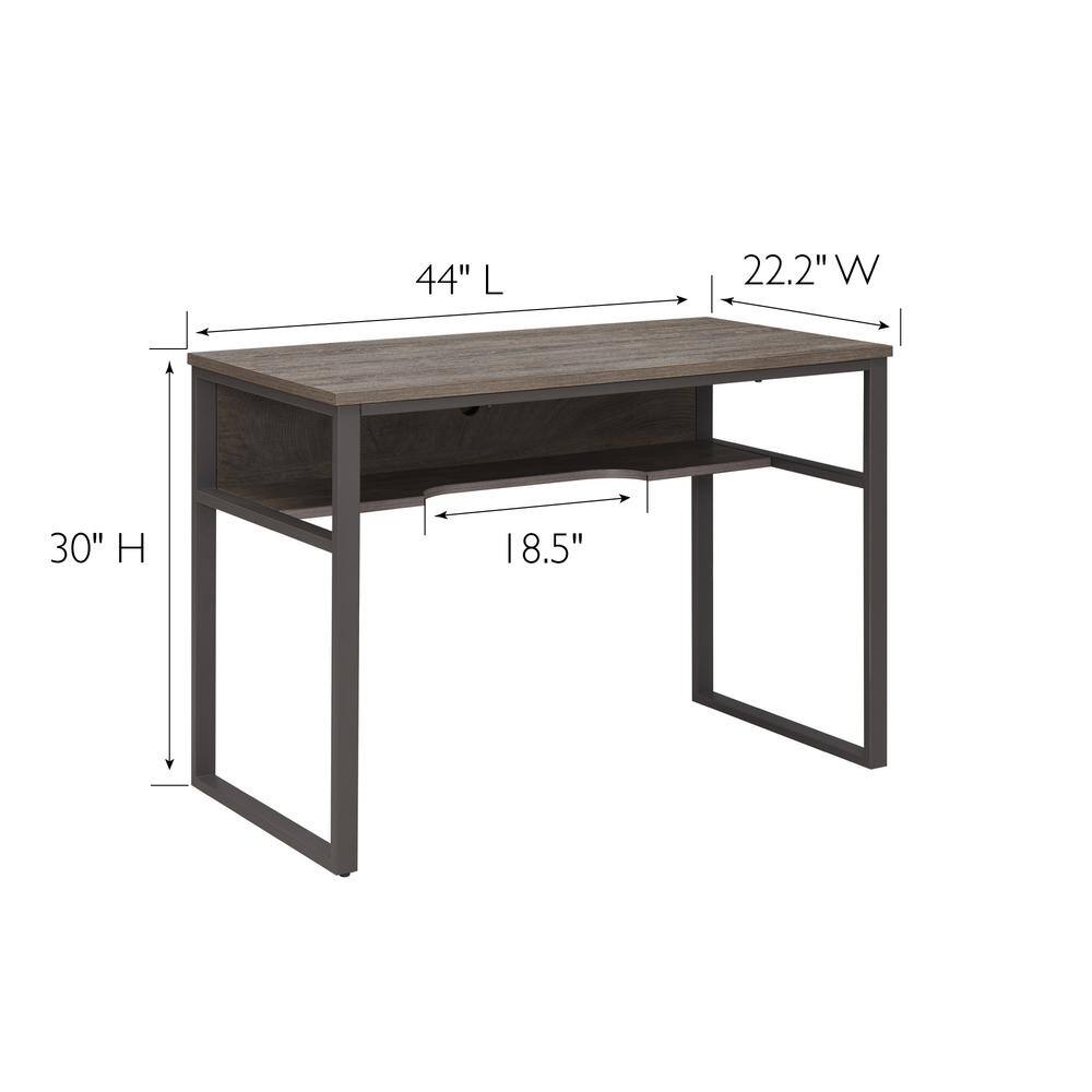 Gray Wood and Metal Desk with Lower Shelf